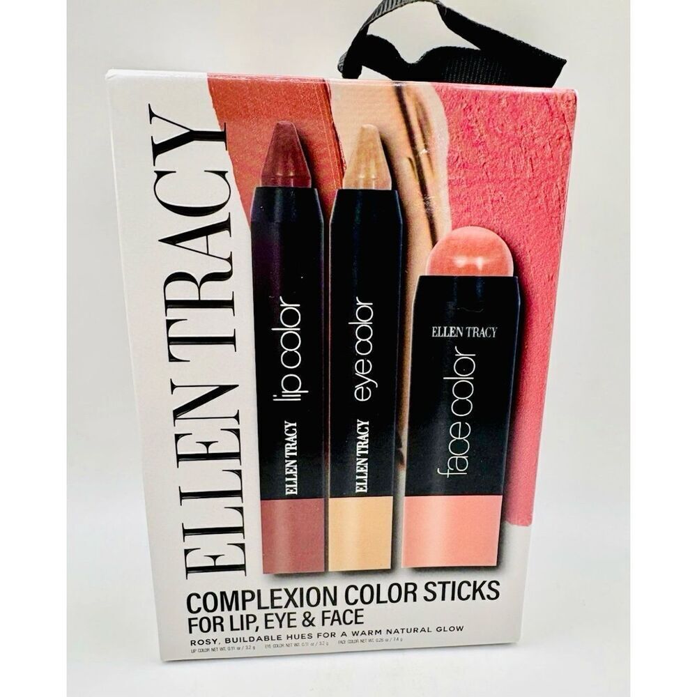 NWT ELLEN TRACY COMPLEXION COLOR STICKS FOR LIP EYE FACE FOR A WARM NATURAL GLOW